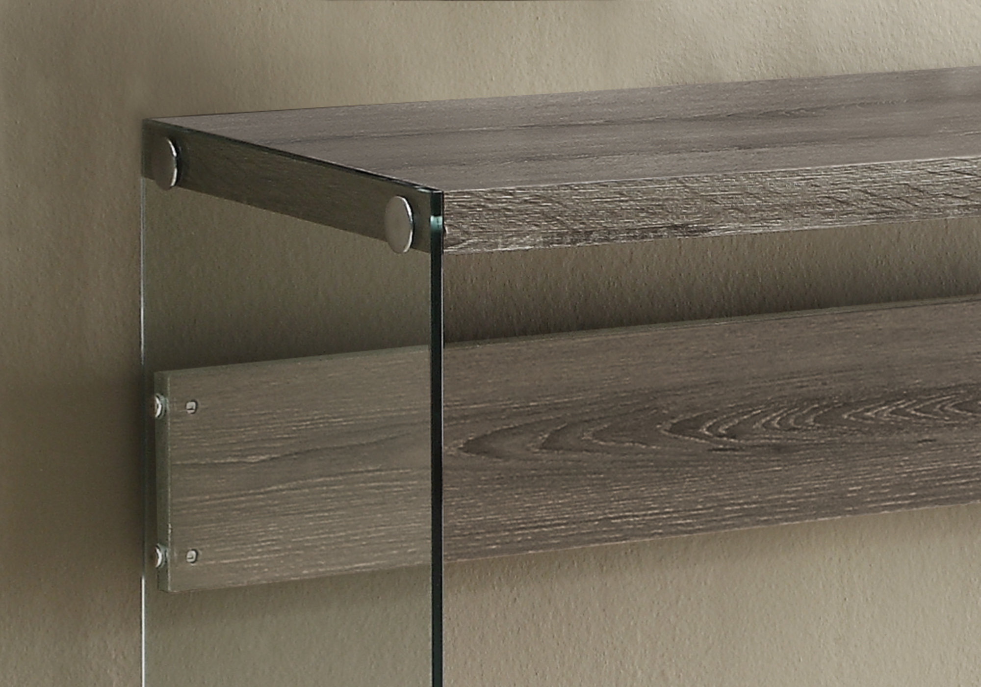 ACCENT TABLE - 44"L / DARK TAUPE / TEMPERED GLASS